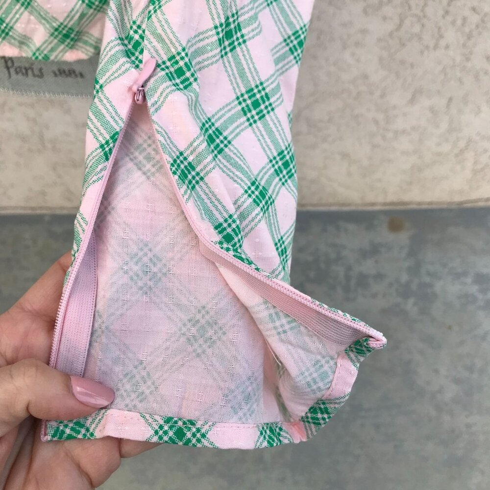 Daisy Street Pink Plaid Cottagecore Peasant Peplum Top - Medium - - Picture 7 of 11